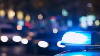 Police lights blue night stock