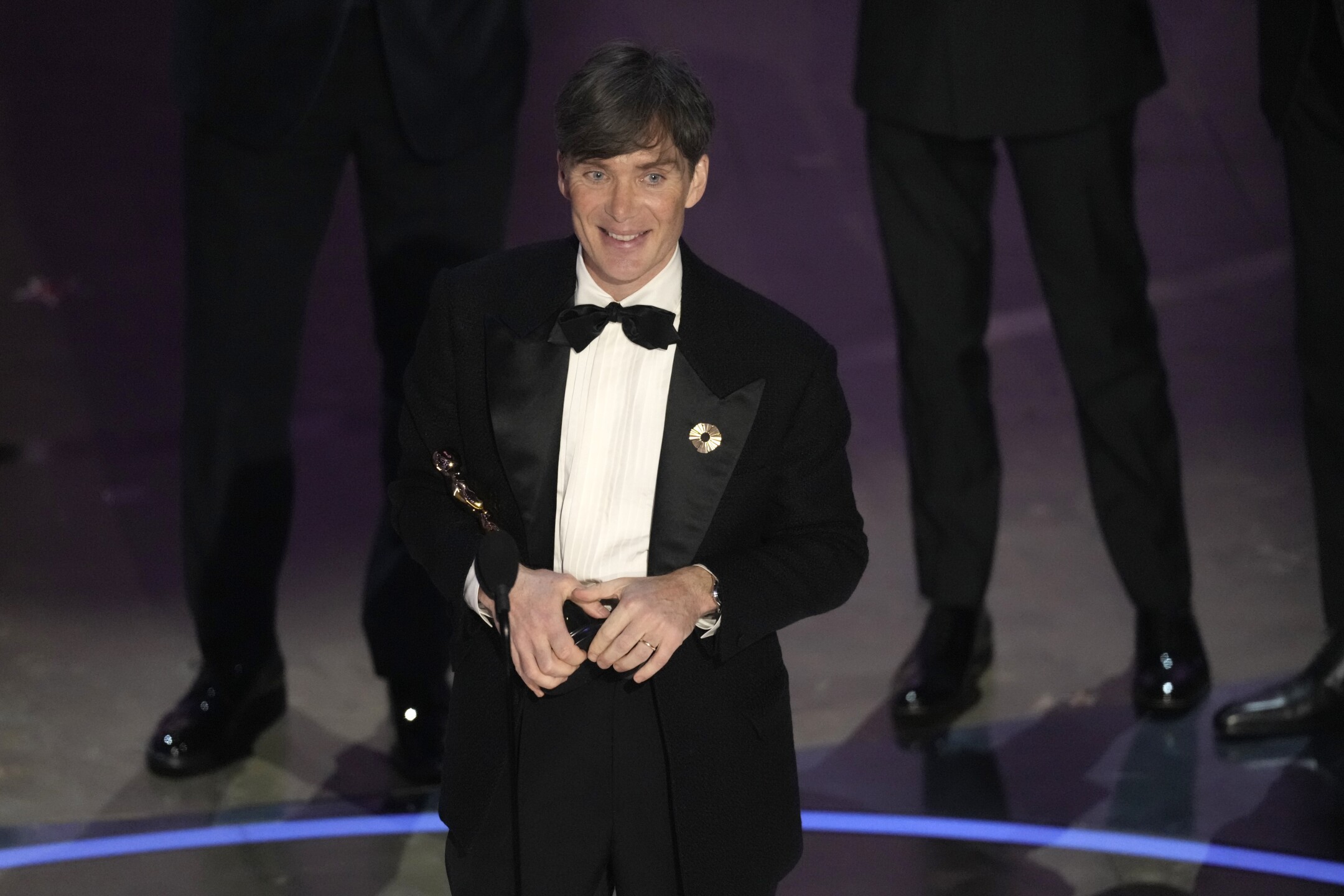 Cillian Murphy accepts the award for best performance by an actor in a leading role for "Oppenheimer" during the Oscars on Sunday, March 10, 2024, at the Dolby Theatre in Los Angeles.